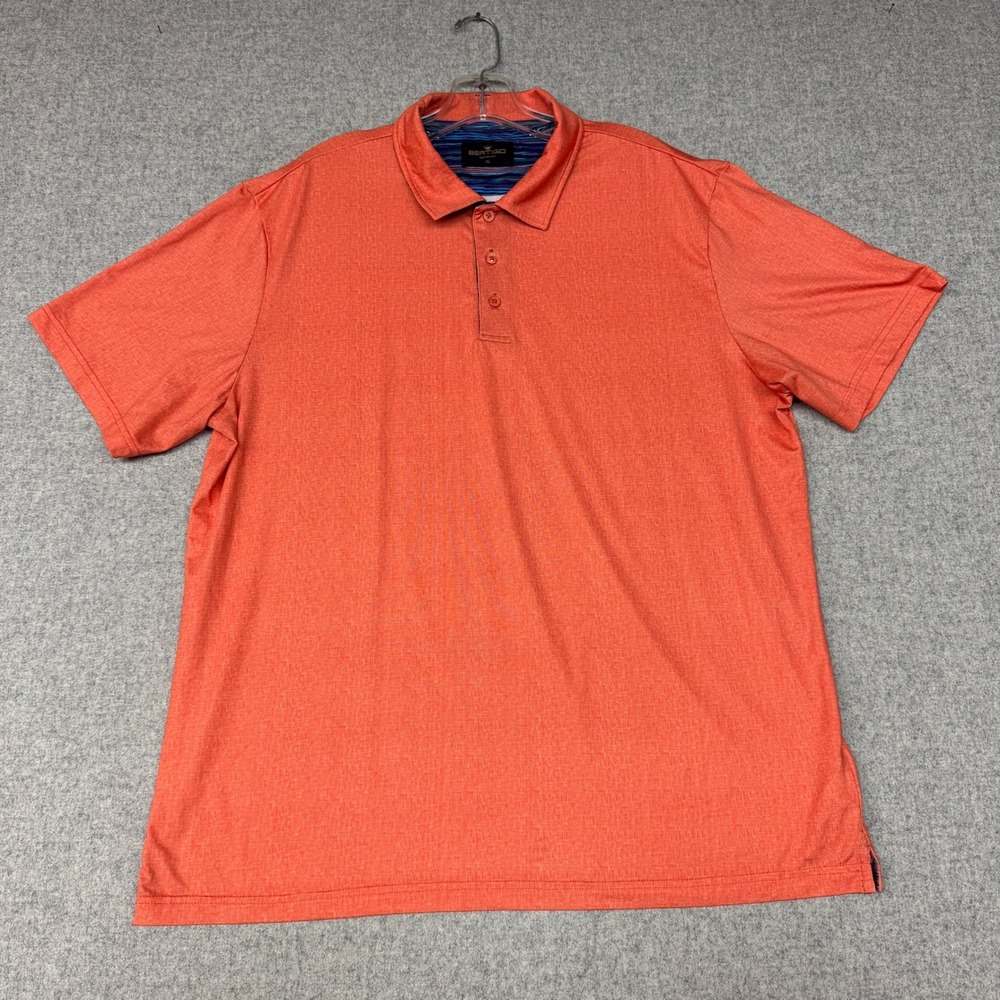Bertigo Performance Polo Shirt Size XL Orange Heathered Short Sleeve Golf Top